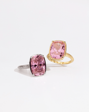 Load image into Gallery viewer, Sterling Silver Elongated Cushion Pink Sapphire CZ Cocktail Ring