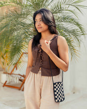 Load image into Gallery viewer, Checkered Crochet Phone Sling Bag