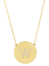 Load image into Gallery viewer, 14K Gold Plated Sterling Silver CZ Round Initial Necklace
