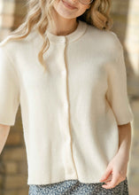 Load image into Gallery viewer, Zadie Ivory Short Sleeeve Button Cardigan