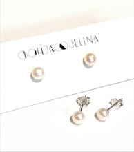 Load image into Gallery viewer, Freshwater pearl button mini stud earrings
