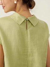 Load image into Gallery viewer, 100% Linen Cap Sleeve Soft-Fold Collar Top YVONNE
