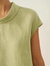 Load image into Gallery viewer, 100% Linen Cap Sleeve Soft-Fold Collar Top YVONNE
