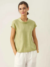 Load image into Gallery viewer, 100% Linen Cap Sleeve Soft-Fold Collar Top YVONNE
