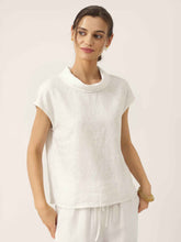 Load image into Gallery viewer, 100% Linen Cap Sleeve Soft-Fold Collar Top YVONNE
