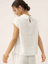 Load image into Gallery viewer, 100% Linen Cap Sleeve Soft-Fold Collar Top YVONNE
