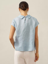 Load image into Gallery viewer, 100% Linen Cap Sleeve Soft-Fold Collar Top YVONNE

