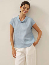 Load image into Gallery viewer, 100% Linen Cap Sleeve Soft-Fold Collar Top YVONNE
