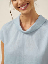 Load image into Gallery viewer, 100% Linen Cap Sleeve Soft-Fold Collar Top YVONNE
