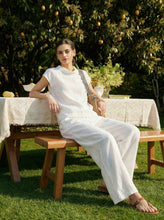 Load image into Gallery viewer, 100% Linen Cap Sleeve Soft-Fold Collar Top YVONNE
