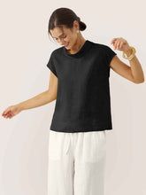 Load image into Gallery viewer, 100% Linen Cap Sleeve Soft-Fold Collar Top YVONNE
