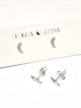Load image into Gallery viewer, Sterling silver Moon rhinestone stud earrings
