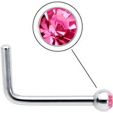 Load image into Gallery viewer, 20G Stainless Steel Pink Gem Micro Nose Ring L-Shaped

