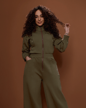 Load image into Gallery viewer, Green Satin Lined Jumpsuit - DON GREAT
