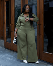 Load image into Gallery viewer, Green Satin Lined Jumpsuit - DON GREAT
