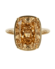 Load image into Gallery viewer, Sterling Silver Elongated Cushion Champagne CZ Cocktail Ring
