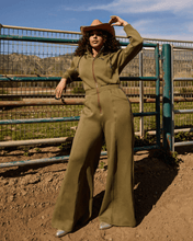 Load image into Gallery viewer, Green Satin Lined Jumpsuit - DON GREAT

