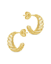 Load image into Gallery viewer, Ribbed Textured Huggie Hoop Earrings
