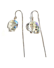 Load image into Gallery viewer, Swarovski crystal skull threader earrings
