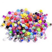 Load image into Gallery viewer, UV Acrylic Ball Steel Barbell Belly Button Ring Set of 100
