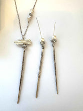 Load image into Gallery viewer, Zahara Long Spike Necklace with pearl and Swarovski side detail
