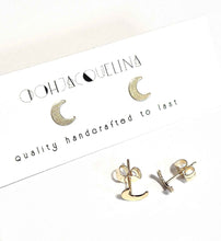 Load image into Gallery viewer, 14K GF Mini Moon stud earrings
