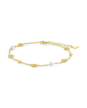 Load image into Gallery viewer, June Pearl &amp; Flower Charm Anklet
