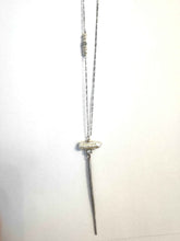 Load image into Gallery viewer, Zahara Long Spike Necklace with pearl and Swarovski side detail
