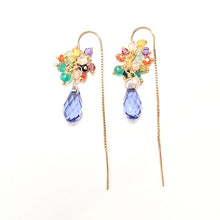 Load image into Gallery viewer, Crystal Droplet Festival Threader earrings
