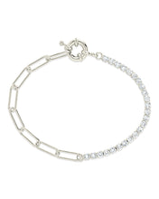 Load image into Gallery viewer, Sterling Silver CZ &amp; Paperclip Chain Bracelet
