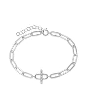 Load image into Gallery viewer, Sterling Silver Pave Bar &amp; Link Bracelet
