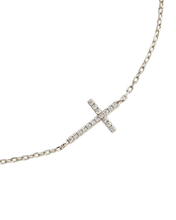 Load image into Gallery viewer, Sterling Silver Delicate CZ Cross Bracelet
