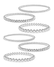 Load image into Gallery viewer, Sterling Silver Beaded Stretch Bracelet Sets
