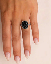Load image into Gallery viewer, Sterling Silver Elongated Cushion Black CZ Cocktail Ring
