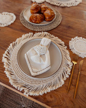 Load image into Gallery viewer, Cotton Macrame Napkins and Rings Set of 6
