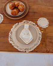 Load image into Gallery viewer, Round Macrame Placemat and Coaster Set of 4
