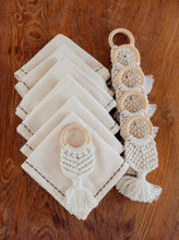 Load image into Gallery viewer, Cotton Macrame Napkins and Rings Set of 6
