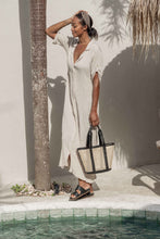 Load image into Gallery viewer, Raja Leather and Cane Carryall Bag
