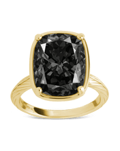Load image into Gallery viewer, Sterling Silver Elongated Cushion Black CZ Cocktail Ring
