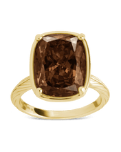 Load image into Gallery viewer, Sterling Silver Elongated Cushion Chocolate CZ Cocktail Ring
