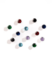 Load image into Gallery viewer, Sterling Silver 7mm Rainbow CZ Studs
