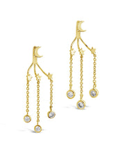 Load image into Gallery viewer, CZ Moon &amp; Star Jacket Earrings

