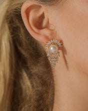 Load image into Gallery viewer, Rhianna CZ &amp; Pearl Statement Stud Earrings
