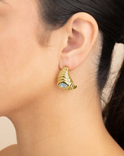 Load image into Gallery viewer, CZ Studded Croissant Hoop Earrings
