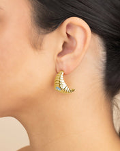 Load image into Gallery viewer, CZ Studded Croissant Hoop Earrings
