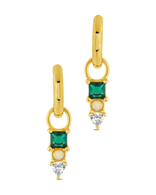 Load image into Gallery viewer, Harmony CZ &amp; Opal Charm Hoop Earrings
