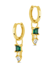 Load image into Gallery viewer, Harmony CZ &amp; Opal Charm Hoop Earrings
