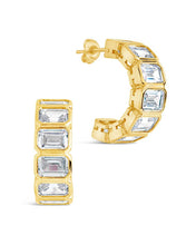 Load image into Gallery viewer, Nyssa Bezel CZ Station Hoop Earrings
