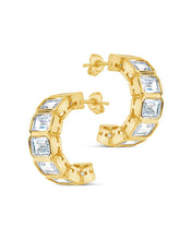 Load image into Gallery viewer, Nyssa Bezel CZ Station Hoop Earrings

