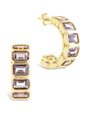 Load image into Gallery viewer, Nyssa Bezel CZ Station Hoop Earrings
